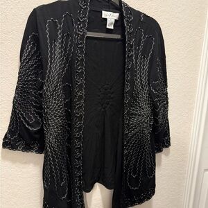 Vintage Once Again  Black Embroidery Cardigan Size Large